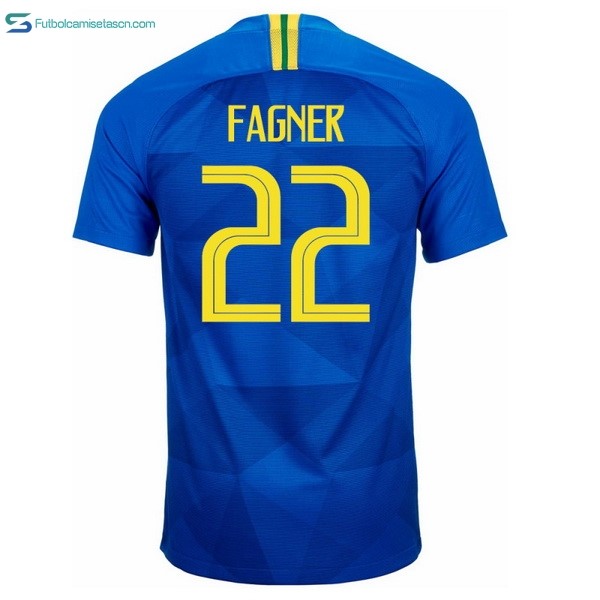 Camiseta Brasil 2ª Fagner 2018 Azul